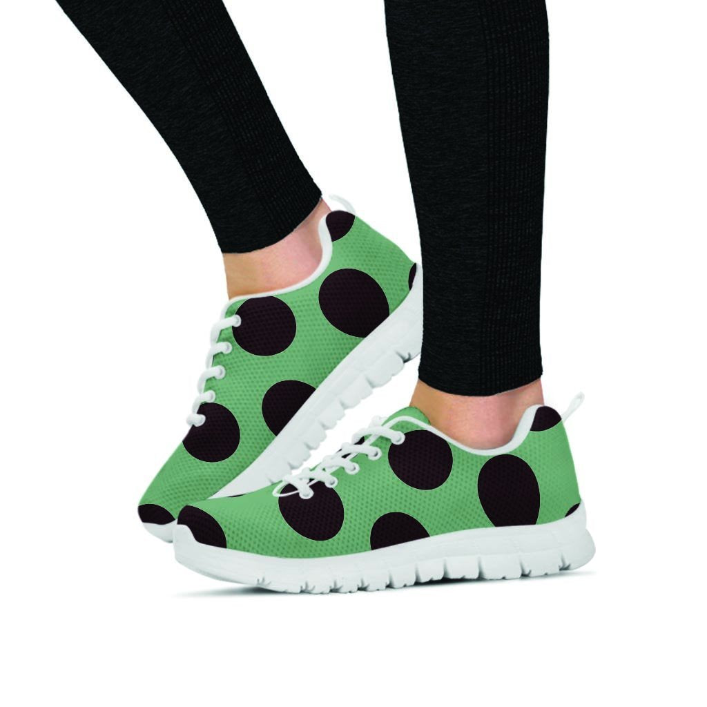 Green And Black Polka Dot Women's Sneakers-grizzshop