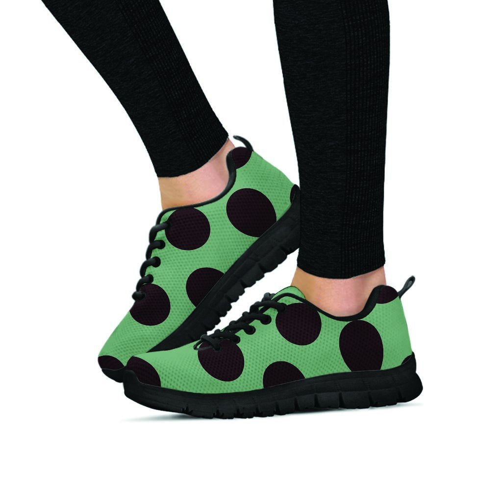 Green And Black Polka Dot Women's Sneakers-grizzshop