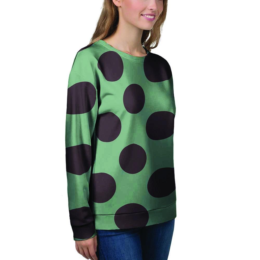 Green And Black Polka Dot Women's Sweatshirt-grizzshop