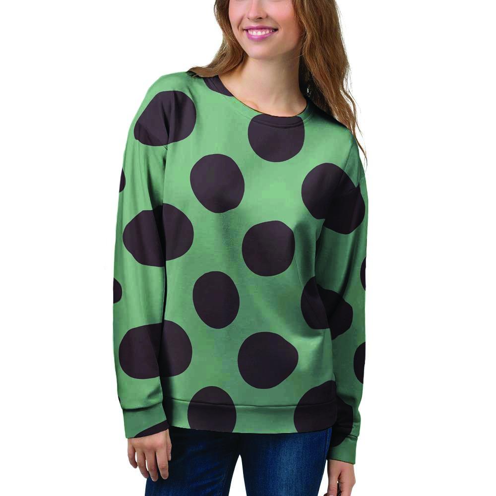 Green And Black Polka Dot Women's Sweatshirt-grizzshop