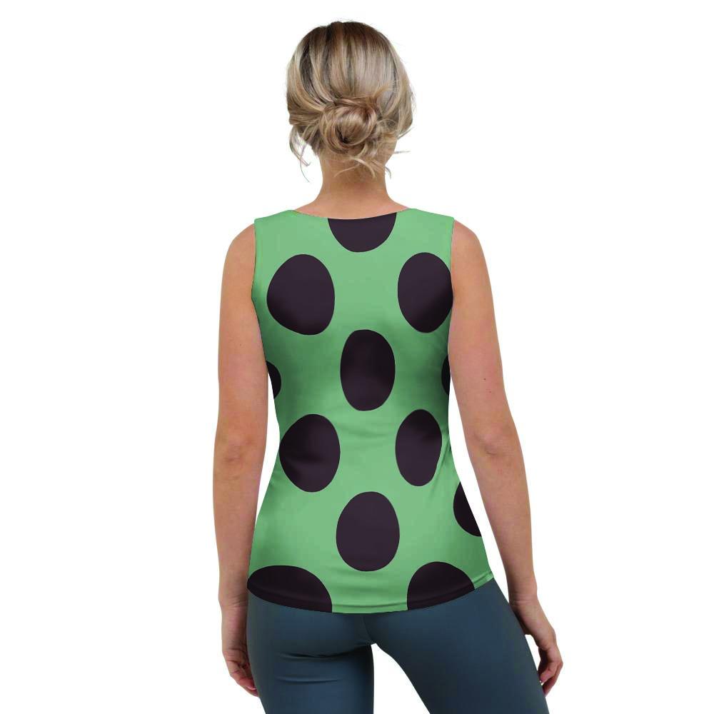 Green And Black Polka Dot Women's Tank Top-grizzshop