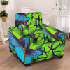 Green And Blue Butterfly Print Armchair Cover-grizzshop