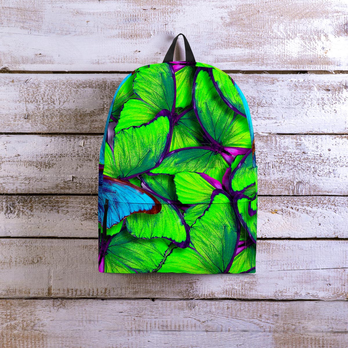 Green And Blue Butterfly Print Backpack-grizzshop