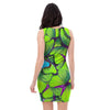 Green And Blue Butterfly Print Bodycon Dress-grizzshop