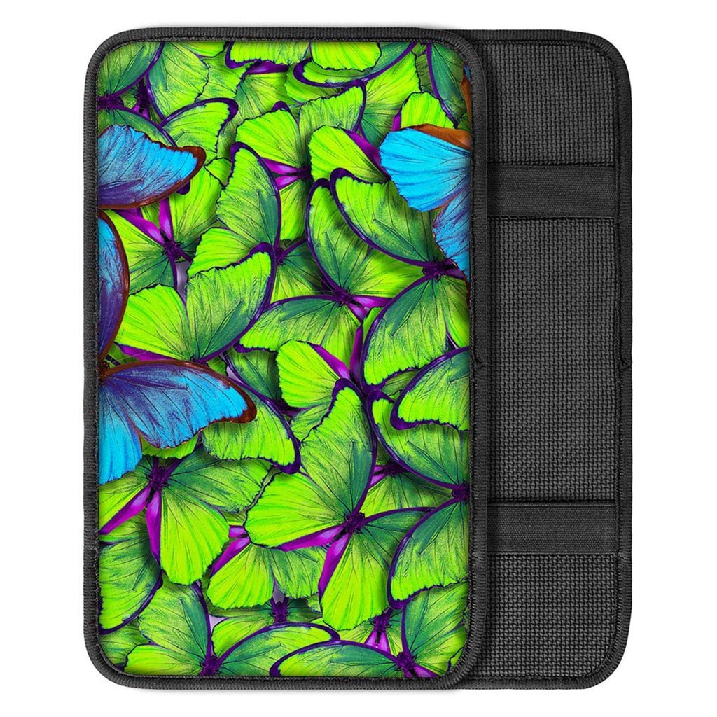 Green And Blue Butterfly Print Car Console Cover-grizzshop