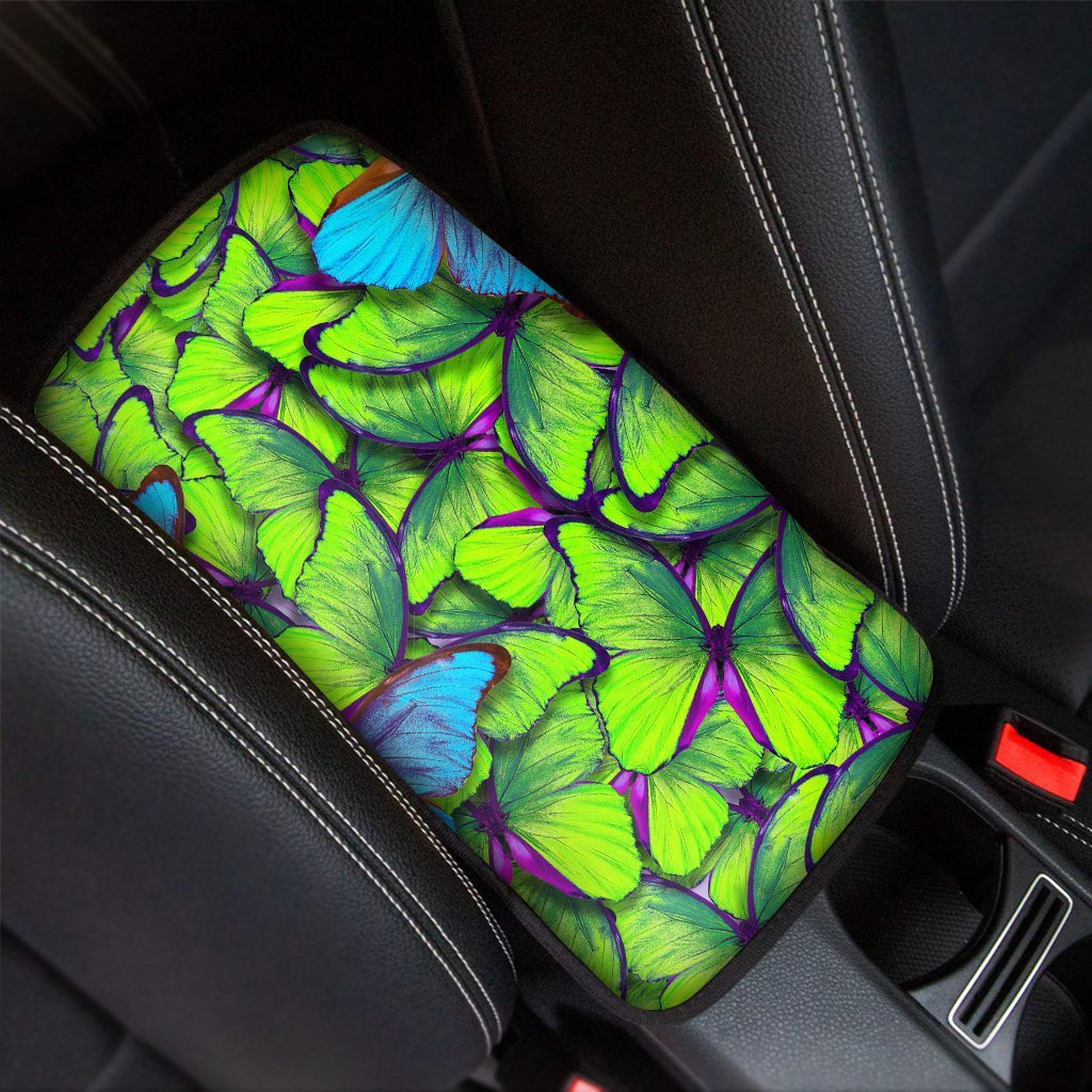 Green And Blue Butterfly Print Car Console Cover-grizzshop