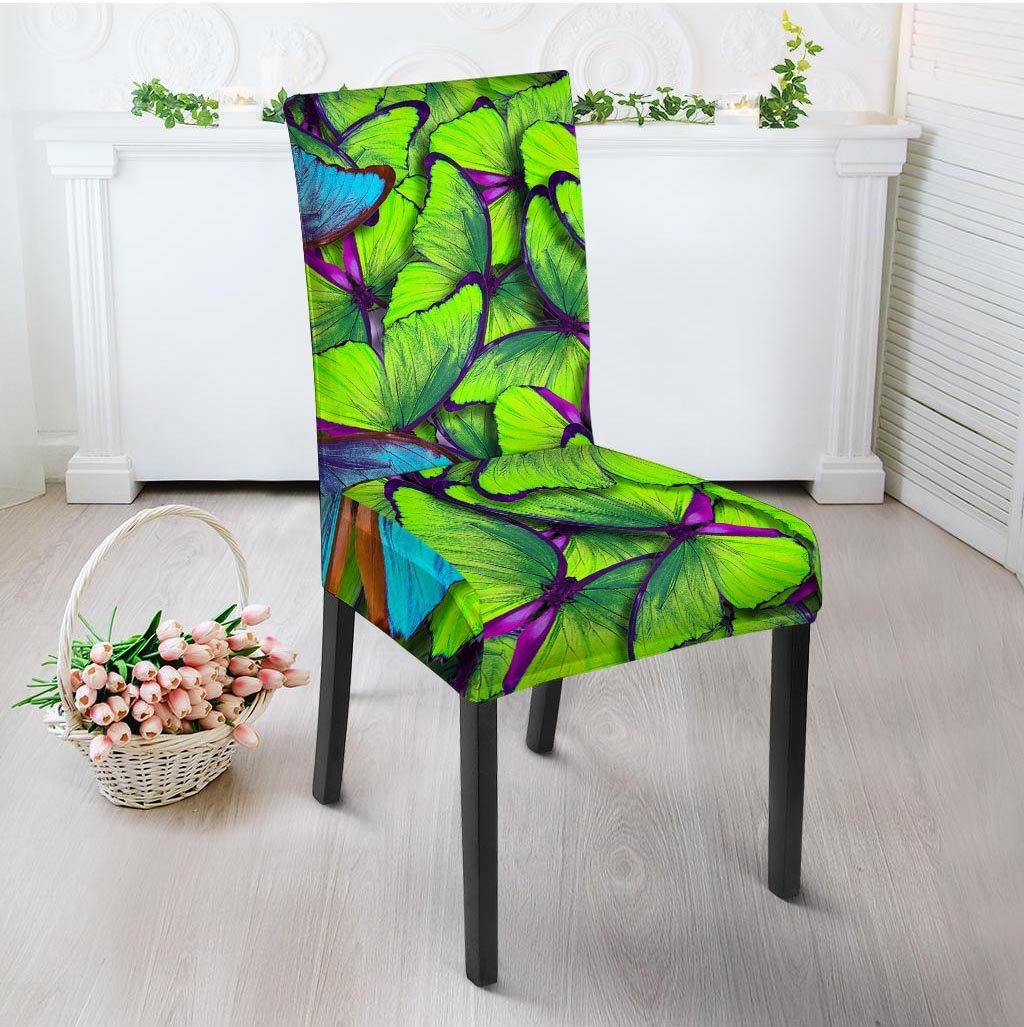 Green And Blue Butterfly Print Chair Cover-grizzshop