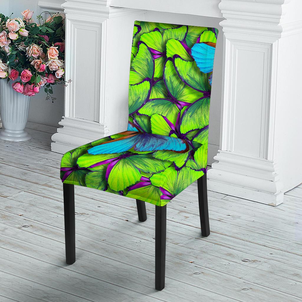 Green And Blue Butterfly Print Chair Cover-grizzshop