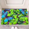 Green And Blue Butterfly Print Door Mat-grizzshop