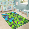 Green And Blue Butterfly Print Floor Mat-grizzshop