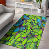 Green And Blue Butterfly Print Floor Mat-grizzshop