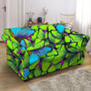 Green And Blue Butterfly Print Loveseat Cover-grizzshop