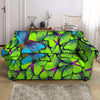 Green And Blue Butterfly Print Loveseat Cover-grizzshop