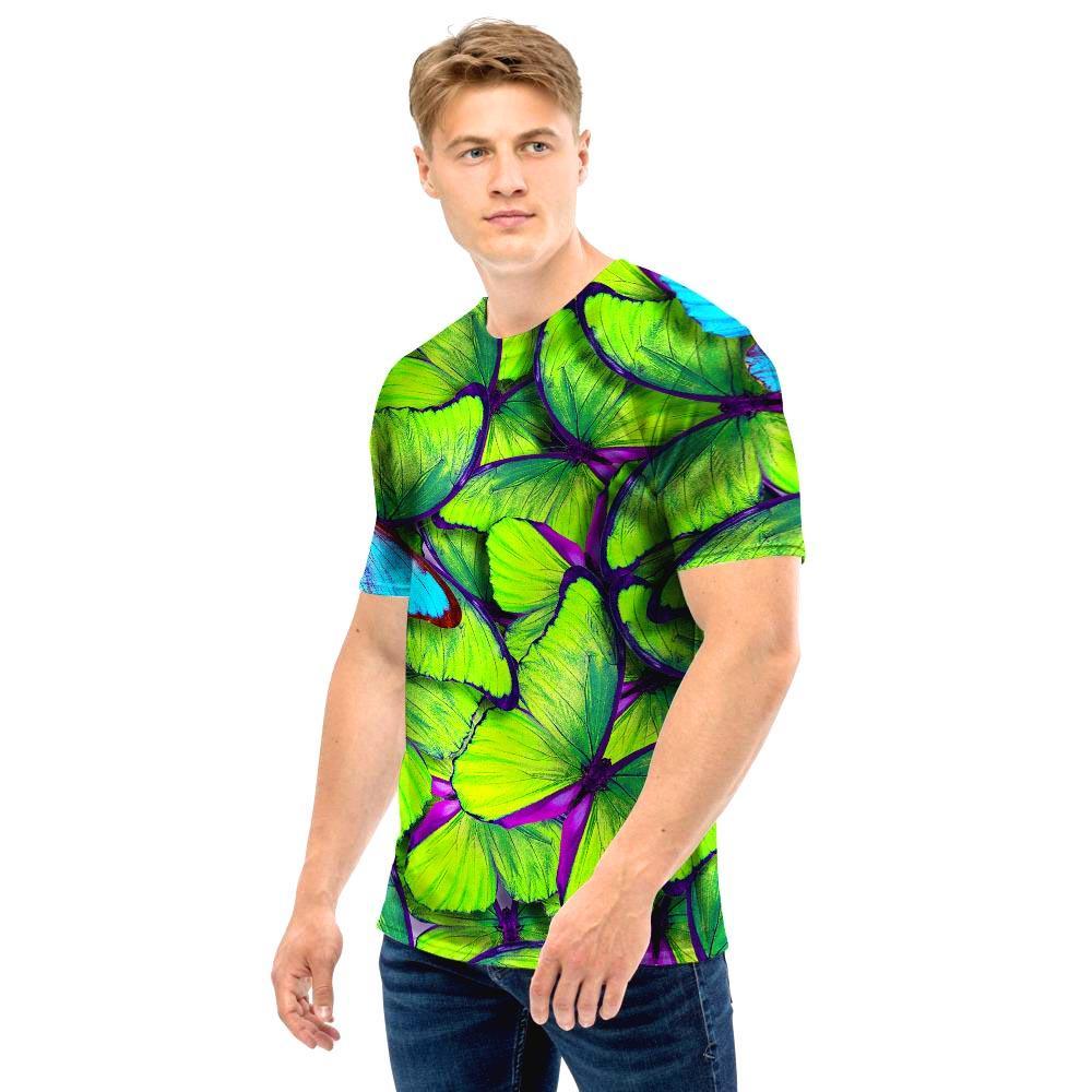 Green And Blue Butterfly Print Men T Shirt-grizzshop