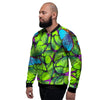 Green And Blue Butterfly Print Men's Bomber Jacket-grizzshop