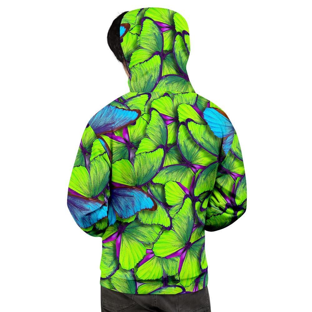 Green And Blue Butterfly Print Men's Hoodie-grizzshop