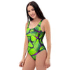 Green And Blue Butterfly Print One Piece Swimsuite-grizzshop