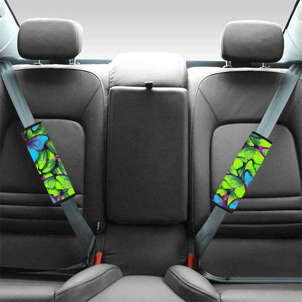 Green And Blue Butterfly Print Seat Belt Cover-grizzshop