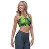 Green And Blue Butterfly Print Sports Bra-grizzshop