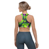 Green And Blue Butterfly Print Sports Bra-grizzshop