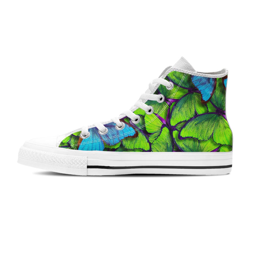 Green And Blue Butterfly Print Women's High Top Shoes-grizzshop
