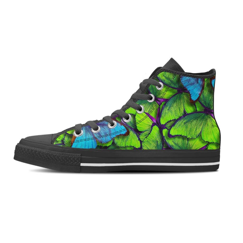 Green And Blue Butterfly Print Women's High Top Shoes-grizzshop