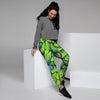 Green And Blue Butterfly Print Women's Joggers-grizzshop