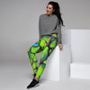 Green And Blue Butterfly Print Women's Joggers-grizzshop