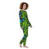 Green And Blue Butterfly Print Women's Pajamas-grizzshop