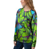 Green And Blue Butterfly Print Women's Sweatshirt-grizzshop