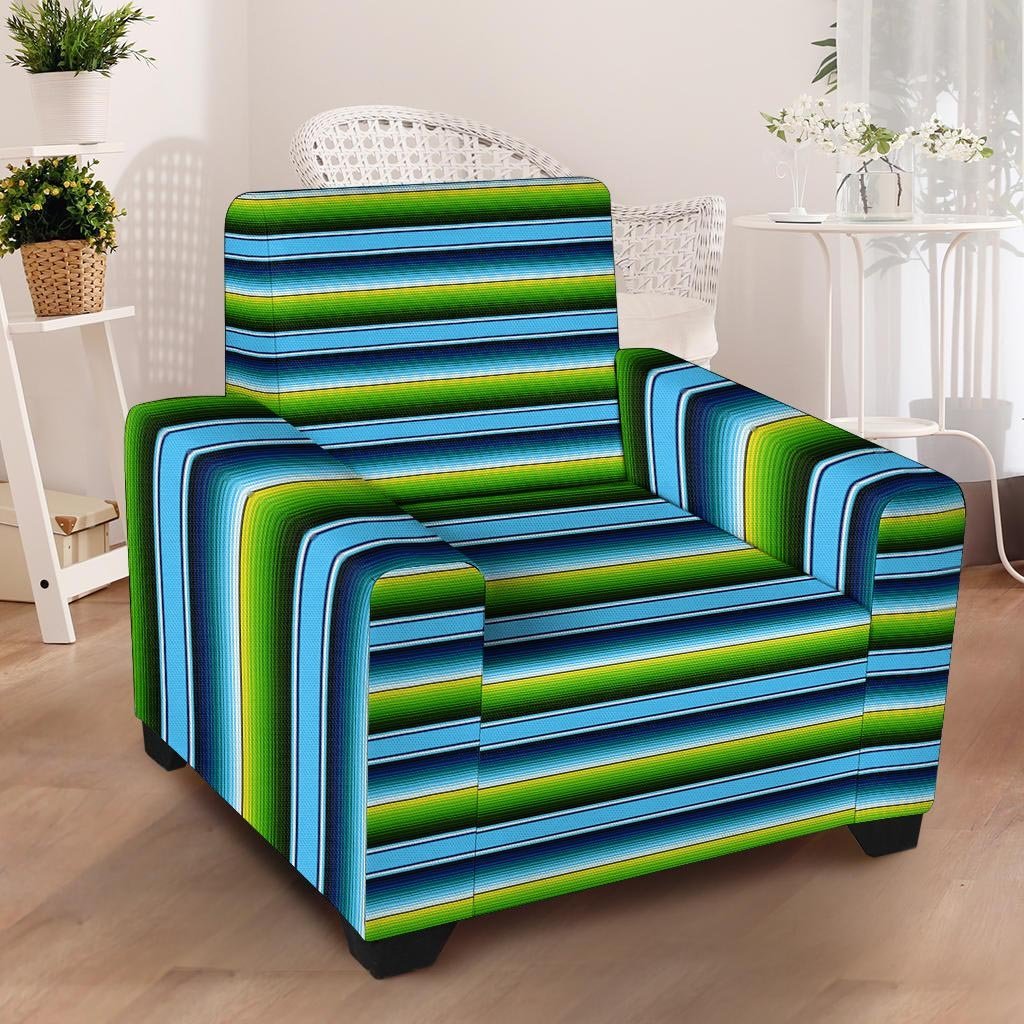 Green And Blue Mexican Baja Armchair Cover-grizzshop