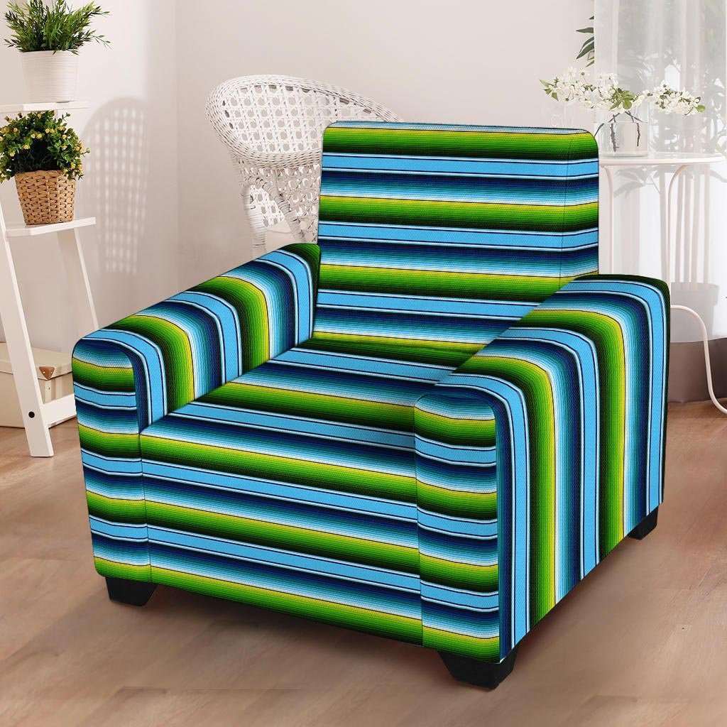 Green And Blue Mexican Baja Armchair Cover-grizzshop