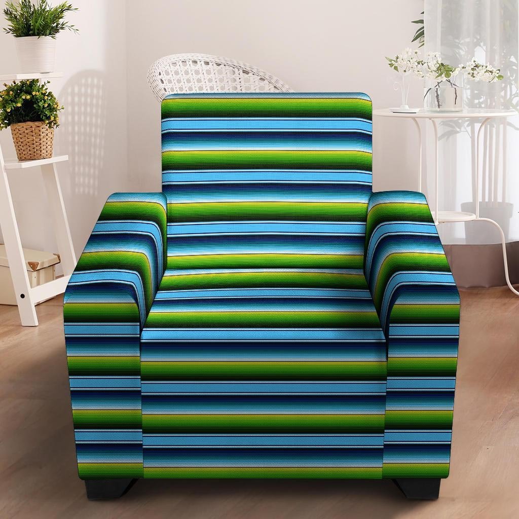 Green And Blue Mexican Baja Armchair Cover-grizzshop