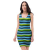 Green And Blue Mexican Baja Bodycon Dress-grizzshop