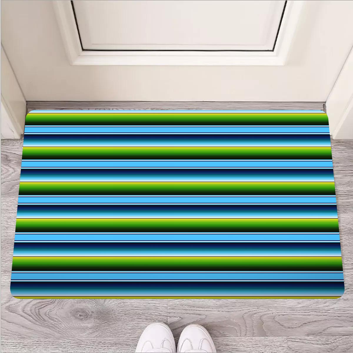 Green And Blue Mexican Baja Door Mat-grizzshop