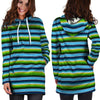 Green And Blue Mexican Baja Hoodie Dress-grizzshop