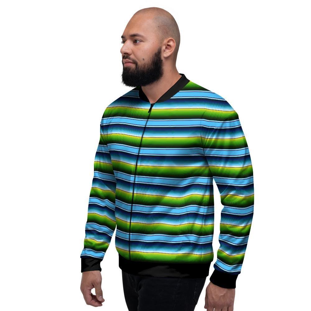 Green And Blue Mexican Baja Men's Bomber Jacket-grizzshop