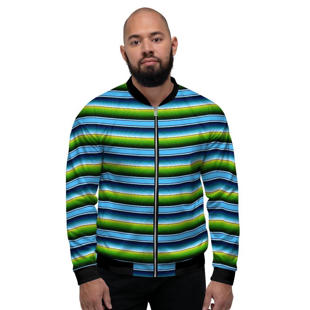 Green And Blue Mexican Baja Men's Bomber Jacket-grizzshop