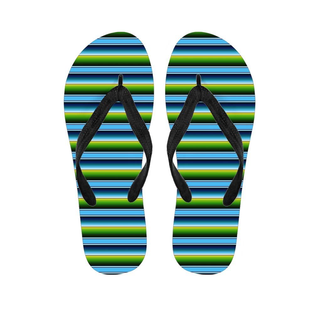 Green And Blue Mexican Baja Men's Flip Flops-grizzshop