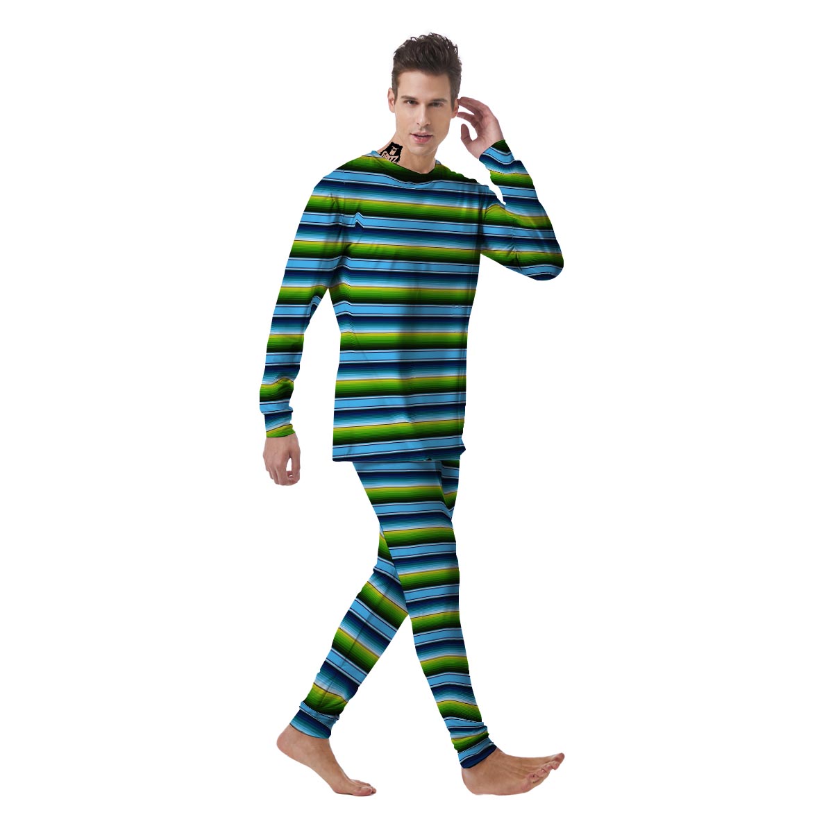 Green And Blue Mexican Baja Men's Pajamas-grizzshop