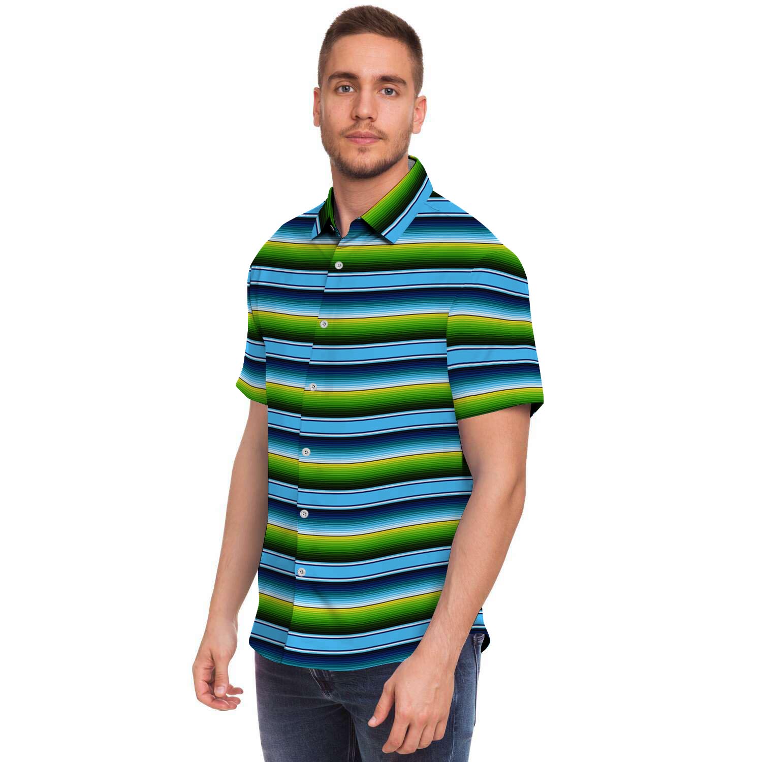 Green And Blue Mexican Baja Men's Short Sleeve Shirt-grizzshop