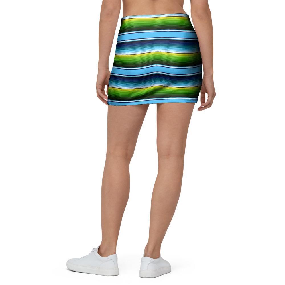 Green And Blue Mexican Baja Mini Skirt-grizzshop
