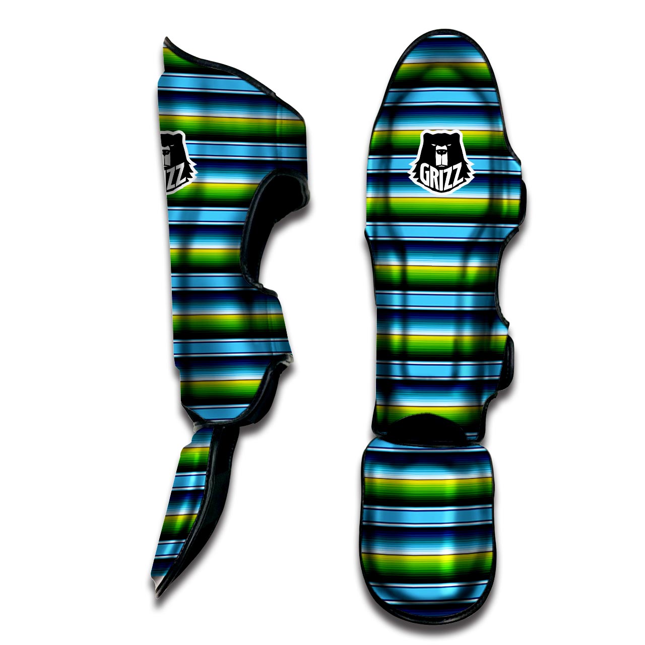 Green And Blue Mexican Baja Muay Thai Shin Guard-grizzshop