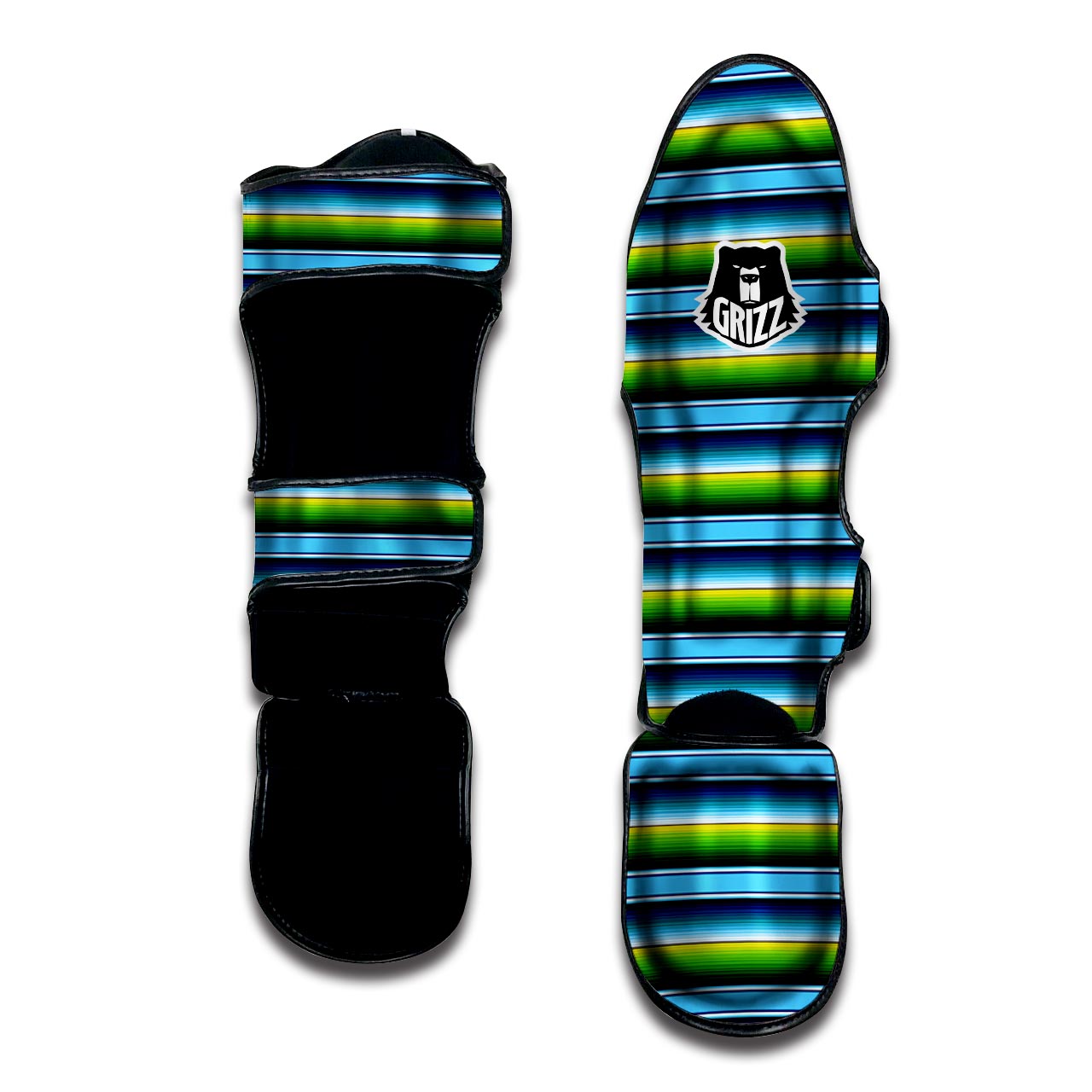 Green And Blue Mexican Baja Muay Thai Shin Guard-grizzshop