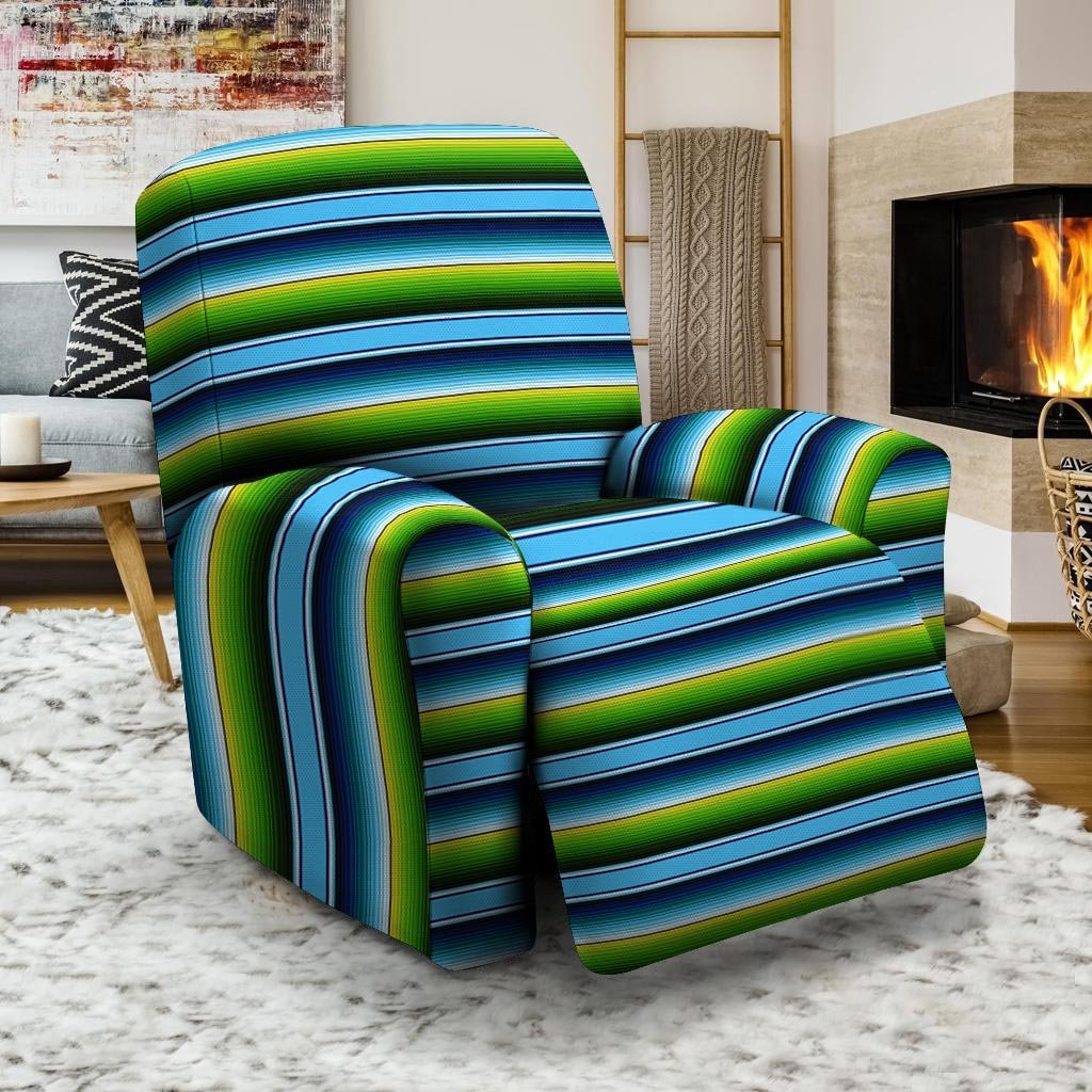 Green And Blue Mexican Baja Recliner Cover-grizzshop