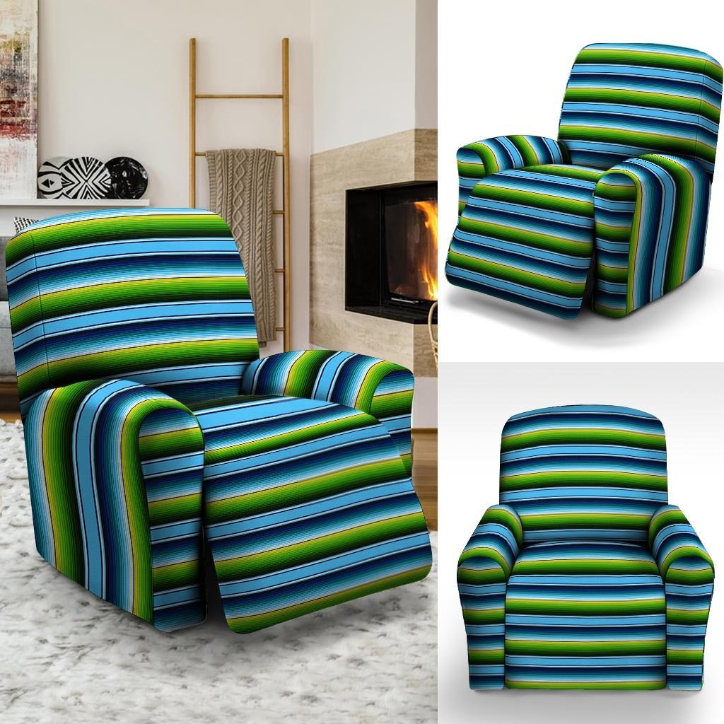 Green And Blue Mexican Baja Recliner Cover-grizzshop