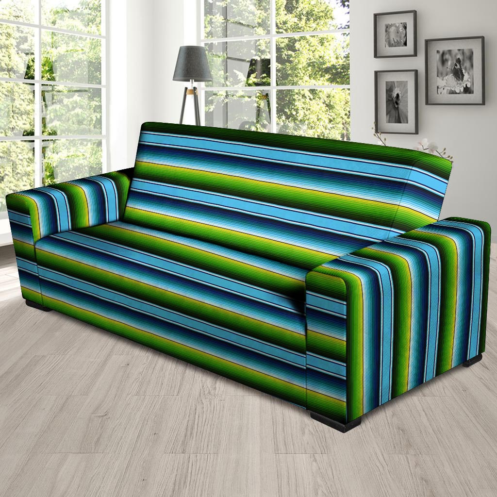 Green And Blue Mexican Baja Sofa Cover-grizzshop