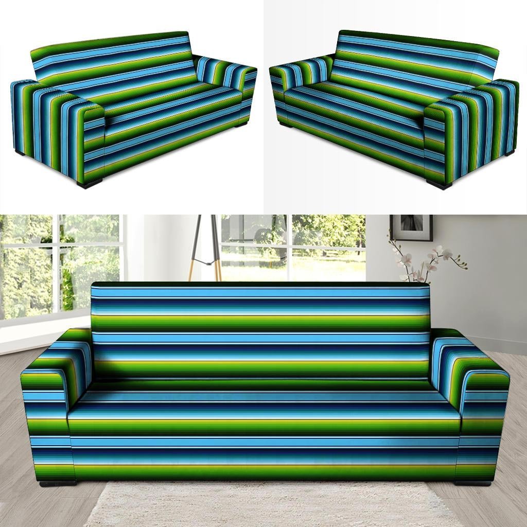 Green And Blue Mexican Baja Sofa Cover-grizzshop