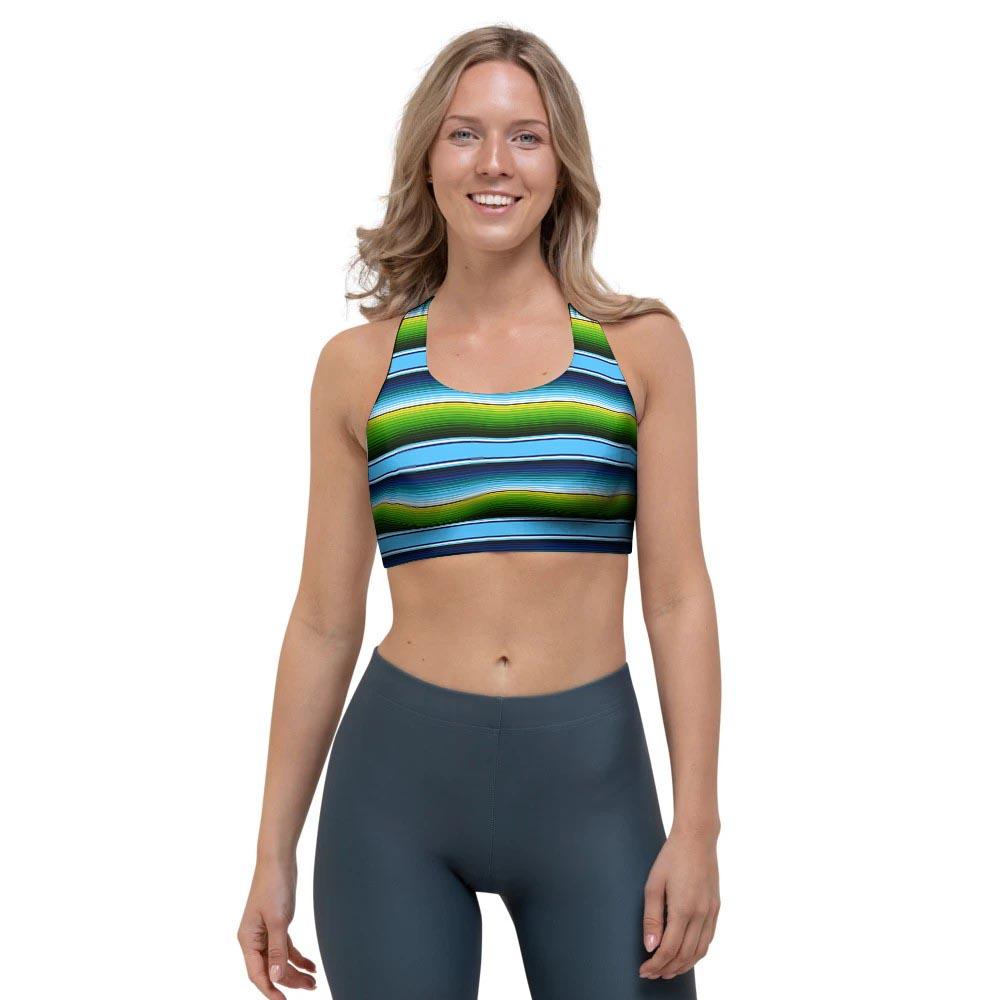 Green And Blue Mexican Baja Sports Bra-grizzshop