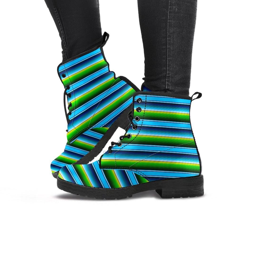 Green And Blue Mexican Baja Women's Boots-grizzshop